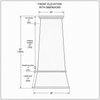 Drawing showing dimensions and proportions of tall hand-hammered copper range hood for restaurant and domestic kitchen use
