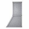 Angular zinc range hood side profile with flat wall back
