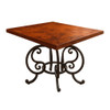 Handcrafted square copper table with a Spanish revival wrought iron base