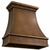 Underside view of custom copper range hood configured and fabricated to accommodate the buyer-selected ventilation insert