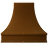 Hammered copper kitchen hood with French Provincial design front view on white background