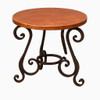 Round copper kitchen table with Spanish colonial ironwork