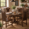 Rustic Mexican wooden chair with woven back and slatted seat in a cozy breakfast nook