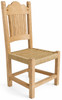 Rustic Mexican wooden chair with woven seat and scalloped back