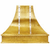 Mixed metal tin range hood with zinc straps, front view