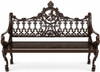 Ornate chocolate aluminum rustic garden bench with victorian scrollwork design