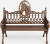 Horse medallion aluminum rustic garden bench with bronze finish