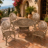 Sun and moon aluminum dining furniture sets for patios on a Mediterranean patio