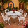 White heart aluminum dining furniture sets with classic garden design in a Mexican courtyard