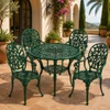 Green Aluminum dining furniture sets with floral garden chair design on a villa patio