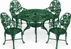 Bottle green floral aluminum dining furniture sets for garden patios