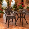 Victorian calla lily aluminum garden chair in chocolate brown finish on a Spanish terrace