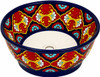 talavera round bath cone shape vessel sink terra cotta blue design