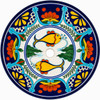 Mexican talavera fish floral round bath sink topview