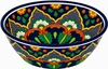 Talavera bath sink blue floral pattern cone shape design