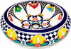Round talavera vessel Mexican bathroom sink yellow floral