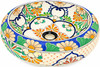 Round talavera vessel Mexican bathroom sink white floral