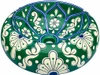 Green floral talavera vessel Mexican bathroom sink design