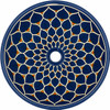 Talavera vessel sink round blue floral design drain view