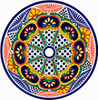 Talavera vessel sink round floral geometric design drain view