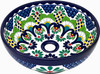 Talavera vessel sink round floral lattice design top view
