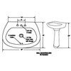 Blue and white talavera pedestal bathroom sink diagram with sink and pedestal dimensions