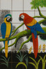 Macaw parrots branch mexican tile mural