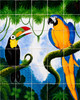 Toucan and macaw talavera tile mural