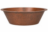 Round hammered copper cooler sink with tapered cone side profile and flat mounting flange