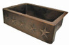 Front view of the Large Copper Apron Sink Seattle showcasing its triple-basin design