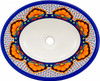Oval mexican talavera floral lattice bathroom sink
