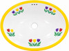 Mexican oval bathroom sink yellow tulip design
