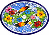 Oval talavera hummingbird floral bathroom sink