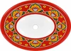 Oval talavera bathroom sink red floral folk border