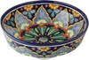 above counter yellow flowers mexican  bathroom sink