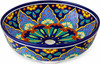 Talavera above counter sink floral rosette design style side view