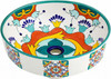Mexican above counter turquoise floral bathroom sink design side view