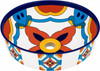 Talavera above counter Mexican bathroom sink red flower side view