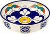 Talavera above counter Mexican bathroom sink quatrefoil design side view