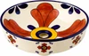 Talavera above counter cross design bathroom sink side view