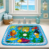 Rectangular talavera bathroom sink colorful fish design handmade in coastal bathroom with bright natural light