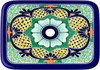 Rectangular talavera bathroom sink with blue yellow flor design