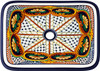 Rectangular talavera bathroom sink geometric starburst pattern