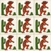 Kokopelli desert folk mexican tile nine tile set showing full pattern alignment