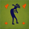 Kokopelli green cobalt mexican tile