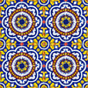 Cobalt medallion talavera tile nine tile set with solid cobalt blue and medallion pattern