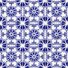 Cobalt rosette talavera tile nine tile set showing solid cobalt blue rosette pattern