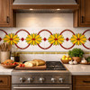 Mexican floral relief border talavera tile installed as kitchen backsplash decorative trim