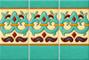 Talavera fleur scroll relief border mexican tile three piece set with raised scroll motif