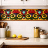 Mexican talavera medallion relief border tile decorative trim installed as kitchen backsplash decorative border